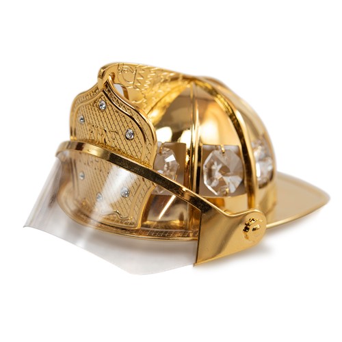 24k Gold Plated Firefighter Helmet w/ Swarovski | Mascot USA