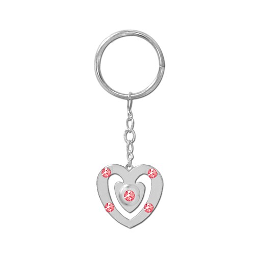 Chrome Plated Heart Icon Key Chain W/Swarovski | Mascot USA