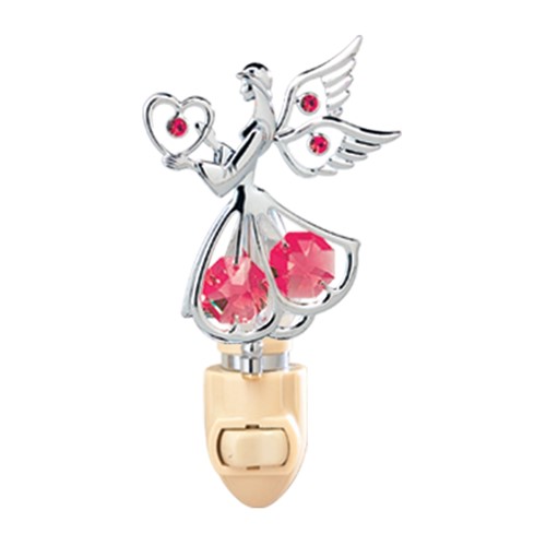 Chrome Plated Angel w/Heart Night Light w/ Swarovski Element Crystal (6 colors)