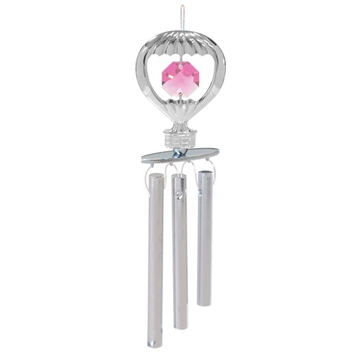 hrome Plated Hot Air Balloon Wind Chimes w/ Swarovski Crystal | Mascot USA