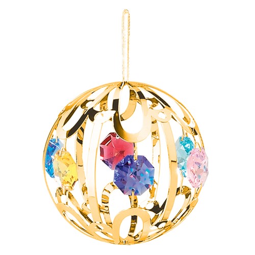 24K Gold Plated Small Crystal Ball Ornament/Swarovski | Mascot USA