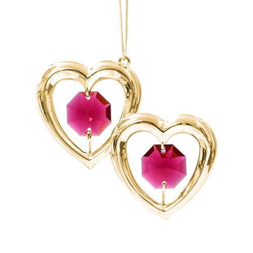 24K Gold Plated Twin Hearts Ornament W/Swarovski | Mascot USA