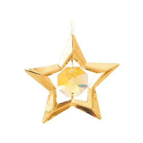 24K Gold Plated Mini Star Ornament W/Swarovski | Mascot USA