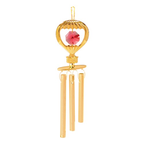 Gold Plated Hot Air Balloon Wind Chimes w/ Swarovski Crystal | Mascot USA