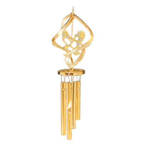 24K Gold Plated Eagle Wind Chimes W/Clear Swarovski | Mascot USA