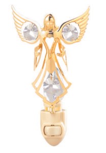 24k Gold Plated Angel w/Embrace Night Light w/Clear Swarovski Element Crystal