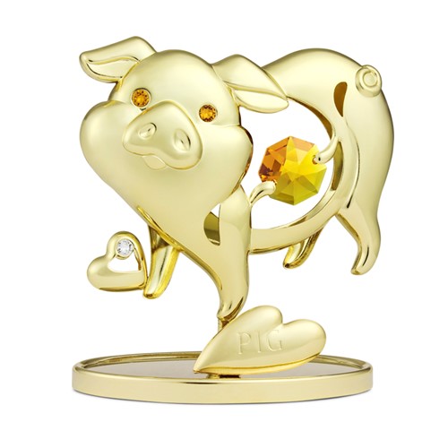 24k-gold-plated-chinese-zodiac-pig-on-stand-w-swarovski-mascot-usa