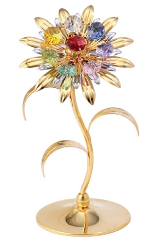 Crystal Flower Sunflower with Swarovski Crystal Tabletop ornament Free Stand Large | Mascot USA