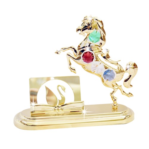 24K Gold Plated Horse Card Holder W/ Swarovski | Mascot USA