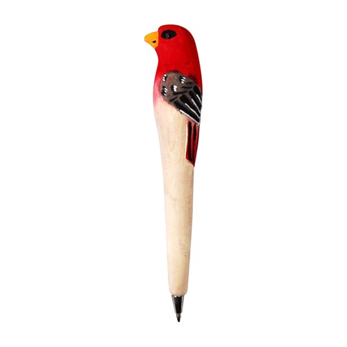 One Of A Kind Red Bird Hand Carved Wood Pens