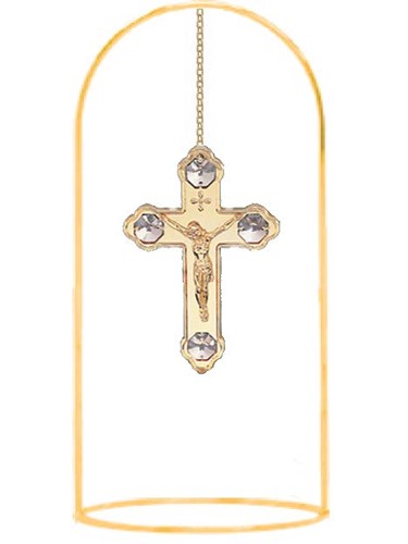 24k Gold Plated Cross on Stand w/Swarovski Crystal | Mascot USA